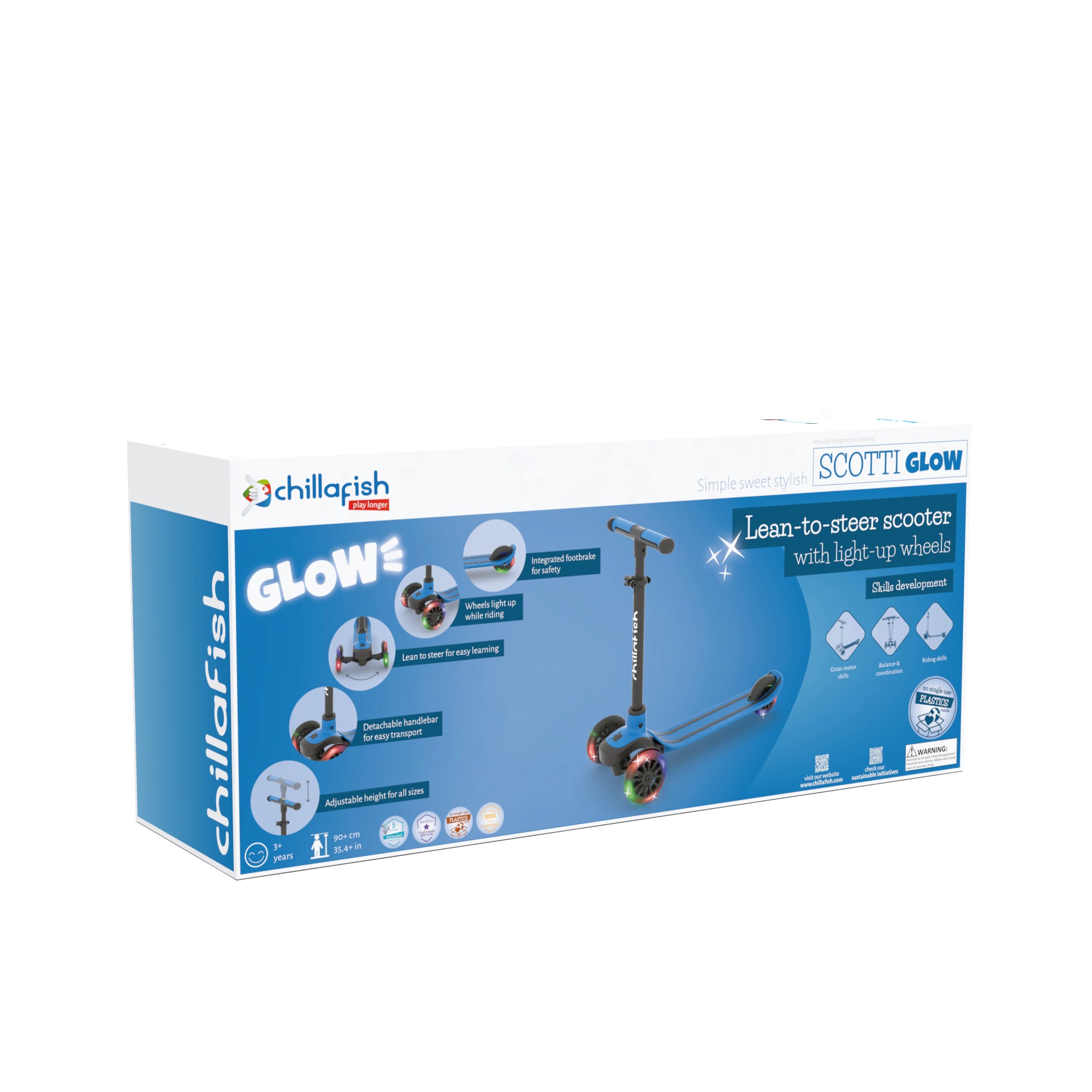 MSS_CPSC04NAV_pack Trotinet Scotti Glow 2 sa 3 svetleća točka do 50kg plava Chillafish - Слика 1
