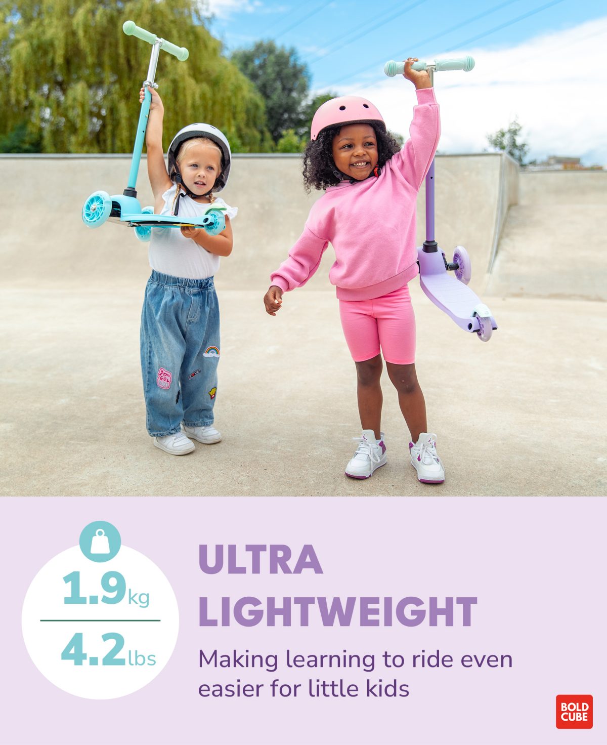 Trotinet za decu Teeny 3 točka do 20 kg ljubičasta Bold Cube - Слика 14