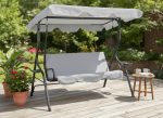 Baštenska ljuljaška 170×110×153 cm, siva, bez jastuka, sa držačima za čaše - Слика 2