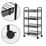 CRNA METALNA POLICA SA TOČKIĆIMA ZA KUHINJU ILI KUPATILO 4 NIVOA MODERNHOME - Слика 5