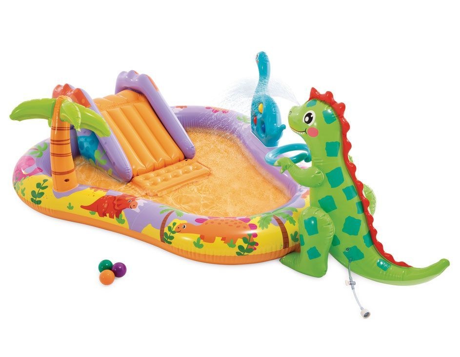 deciji-bazen-na-naduvavanje-sa-vodenim-parkom-sa-toboganom-fontanom-i16444 Dečiji bazen na naduvavanje sa vodenim parkom sa toboganom, fontanom i dinosaurima INTEX 56139 - Слика 1