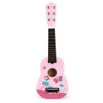Drvena gitara za decu sa metalnim žicama pink - Слика 2