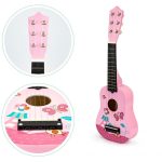 Drvena gitara za decu sa metalnim žicama pink - Слика 5