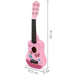 Drvena gitara za decu sa metalnim žicama pink - Слика 6