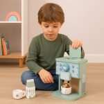 Drveni aparat za kafu za decu – barista set, 8 delova – ECOTOYS - Слика 2