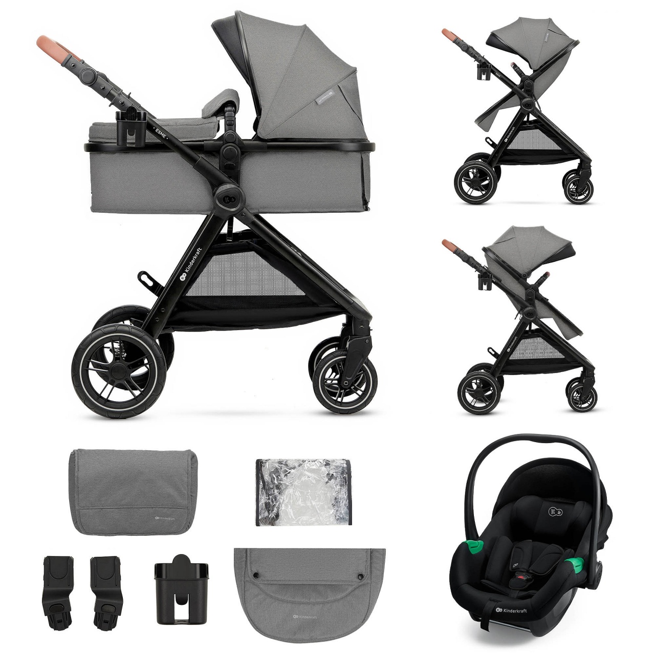kinderkraft-esme-pro-kolica-za-bebe-3u1-gray5676410 KINDERKRAFT ESME PRO KOLICA ZA BEBE 3U1 GRAY - Слика 1