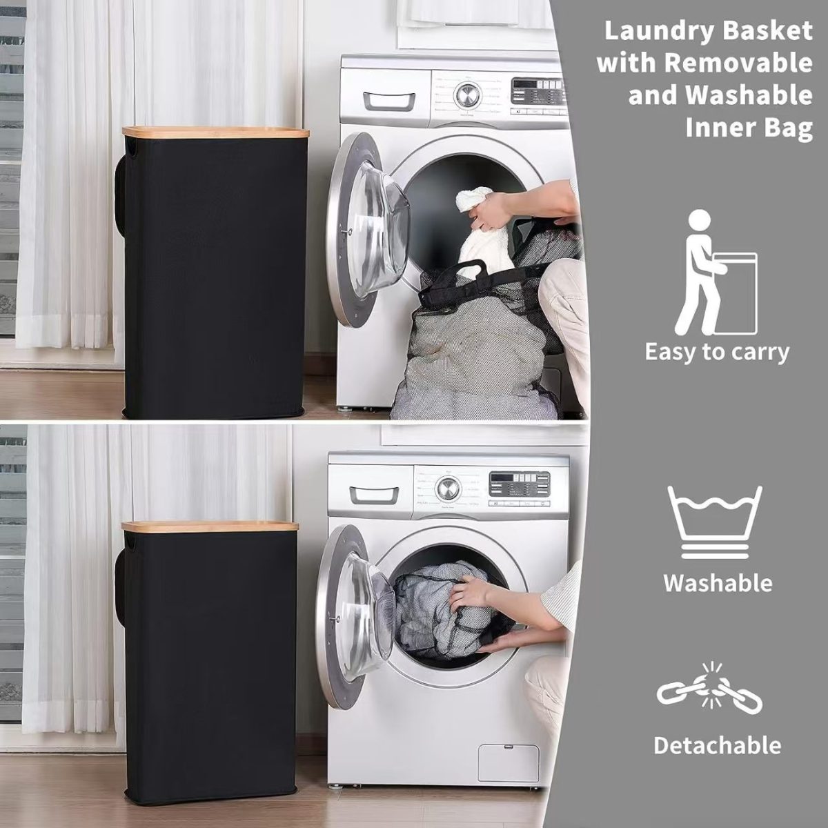 KORPA ZA VES BAMBOO BLACK - Слика 3