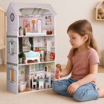 Kućica za lutke Alice na 3 sprata, 4 sobe, set sa 9 komada nameštaja – ECOTOYS