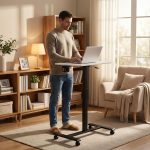 Mobilni podesivi sto 70x48 cm Laptop sto sa podesavanjem visine 71.5–112 cm White ModernHome - Слика 3