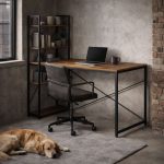 Radni sto 120x60 cm sa policama Dark ModernHome - Слика 2