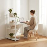 Radni sto 120x60 cm sa policama White ModernHome - Слика 2