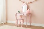 Roze sto za šminkanje sa ogledalom + stolica - Слика 4