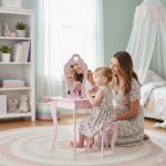 Roze sto za šminkanje sa ogledalom + stolica - Слика 3