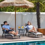 Sklopiva baštenska ležaljka za plažu sa podesivim naslonom i čeličnim ramom, Gray, MultiGarden - Слика 4