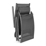 Sklopiva baštenska ležaljka za plažu sa podesivim naslonom i čeličnim ramom, Gray, MultiGarden - Слика 6