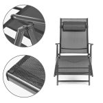 Sklopiva baštenska ležaljka za plažu sa podesivim naslonom i čeličnim ramom, Gray, MultiGarden - Слика 7