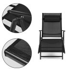 Sklopiva baštenska ležaljka za plažu sa podesivim naslonom i čeličnim ramom, Black, MultiGarden - Слика 8