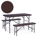 Sklopivi set 120 cm Sto sa 2 Klupe banquet – BROWN