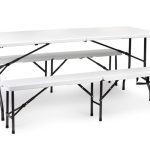 Sklopivi sto 180cm + 2 klupe beli