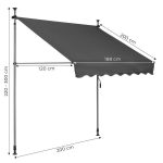 Tenda za terasu i balkon sa podešavanjem visine 2X1.2M Grey Multigarden - Слика 9