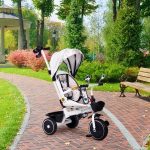 Tricikl za decu sa rotirajućim sedištem, gurajućim rukohvatom i tendom white, ECOTOYS - Слика 5