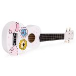 Ukulele drvena gitara za decu sa 4 najlonske žice i trzalicom bela– ECOTOYS - Слика 5