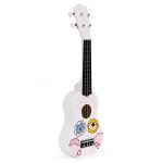 Ukulele drvena gitara za decu sa 4 najlonske žice i trzalicom bela– ECOTOYS - Слика 6