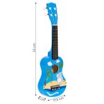 Ukulele drvena gitara za decu sa 4 najlonske žice i trzalicom plava – ECOTOYS - Слика 10