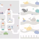 PLAYTIME sklopiva dvostrana podloga Grad + Kitovi 120x180x1 cm