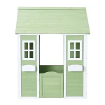 Dečija drvena kućica za igru na otvorenom KINDER HOME – baštenska kućica za decu, zelena i bela, 107×90×144 cm - Слика 6
