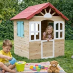 Dečija drvena kućica za igru na otvorenom KINDER HOME - za dvorište i baštu, 115×102×129 cm - Слика 7