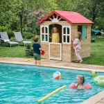 Dečija drvena kućica za igru na otvorenom KINDER HOME - za dvorište i baštu, 115×102×129 cm - Слика 4