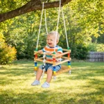 Dečija drvena ljuljaška KINDER HOME sa kaišem i bočnim stranama – do 70 kg, 30×30 cm - Слика 7
