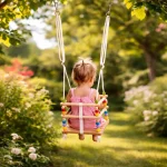 Dečija drvena ljuljaška KINDER HOME sa kaišem i bočnim stranama – do 70 kg, 30×30 cm - Слика 2