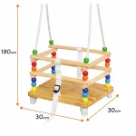 Dečija drvena ljuljaška KINDER HOME sa kaišem i bočnim stranama – do 70 kg, 30×30 cm - Слика 4