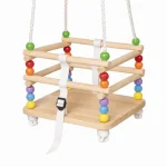 Dečija drvena ljuljaška KINDER HOME sa kaišem i bočnim stranama – do 70 kg, 30×30 cm