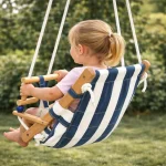 Dečija drvena ljuljaška, ležaljka KINDER HOME – pamučno sedište, zaštitna daska, za unutrašnju i spoljašnju upotrebu - Слика 9