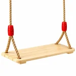 Dečija drvena ljuljaška za dvorište sa konopcima KINDER HOME – prirodno drvo, 33 cm