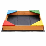Dečiji drveni peskarnik KINDER HOME sa 4 sedišta – 90x90 cm, za dvorište i baštu - Слика 2