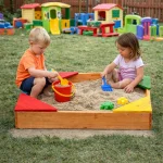 Dečiji drveni peskarnik KINDER HOME sa 4 sedišta – 90x90 cm, za dvorište i baštu - Слика 10