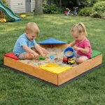 Dečiji drveni peskarnik KINDER HOME sa 4 sedišta – 90x90 cm, za dvorište i baštu - Слика 7