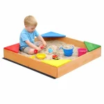 Dečiji drveni peskarnik KINDER HOME sa 4 sedišta – 90x90 cm, za dvorište i baštu