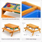 Dečji drveni sto sa klupama i peskarnikom KINDER HOME – 2u1, podizna ploča - Слика 8