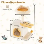 Maca Kutak grebalica i kućica za mačke 61cm Bež - Слика 3