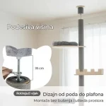 Maca Toranj grebalica i penjalica za mačke do plafona 271cm Siva - Слика 6