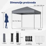 Venturo Garden 3x3m Sivi Paviljon sa mehanizmom - Слика 3