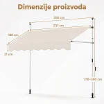 Montelux Easy 250x125cm Bež Balkonska Tenda - Слика 3