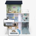 Drvena Kućica za Lutke – Modern Family House sa Nameštajem - Слика 4