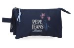 PEPE JEANS LENAY prazna pernica sa 3 pregrade - teget