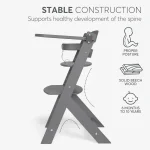 Kikka Boo Drvena hranilica Nordy 2in1 Dark Grey KKB11187 - Слика 3